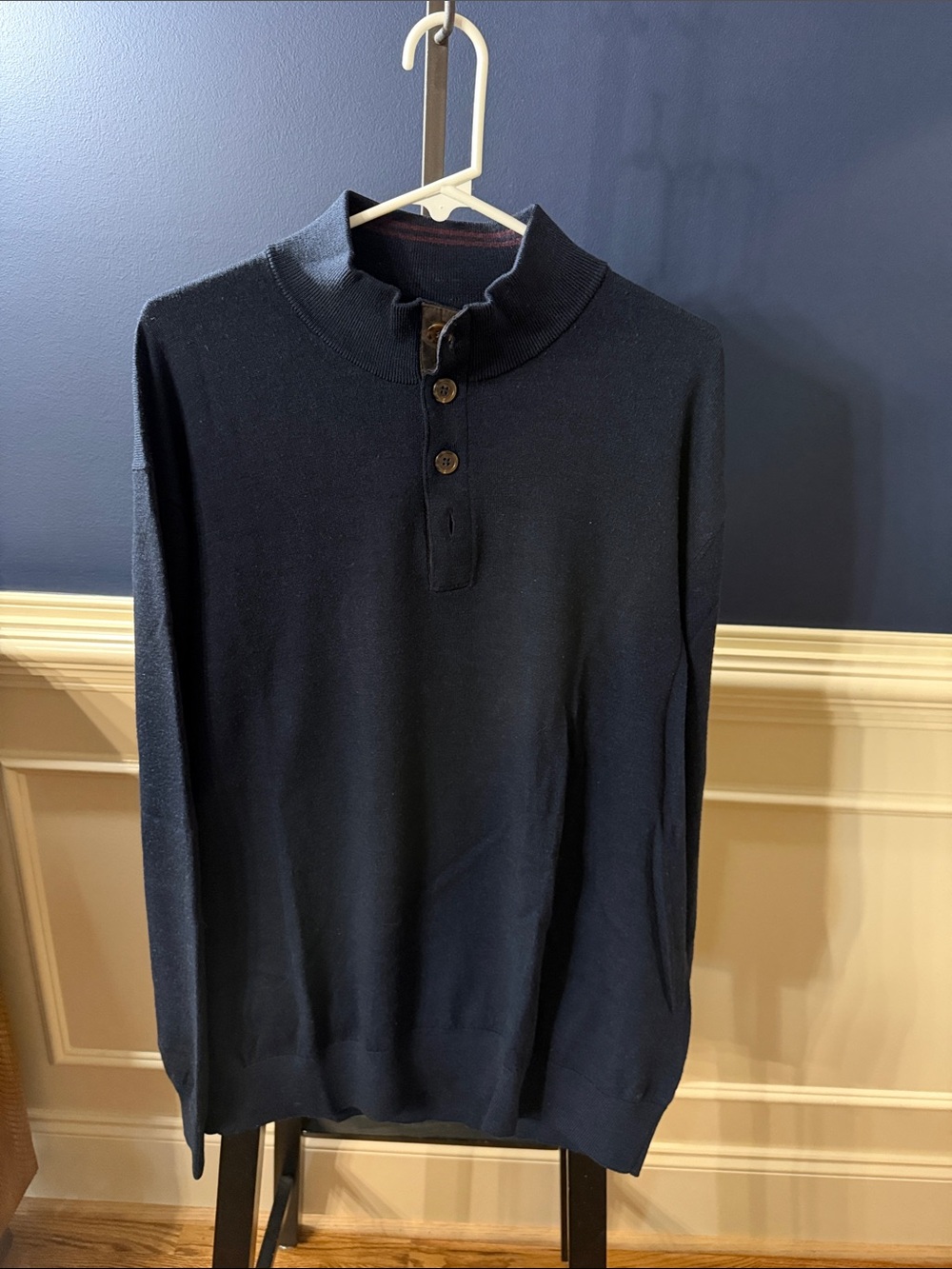 Orvis Navy Button Neck Men's Sweater